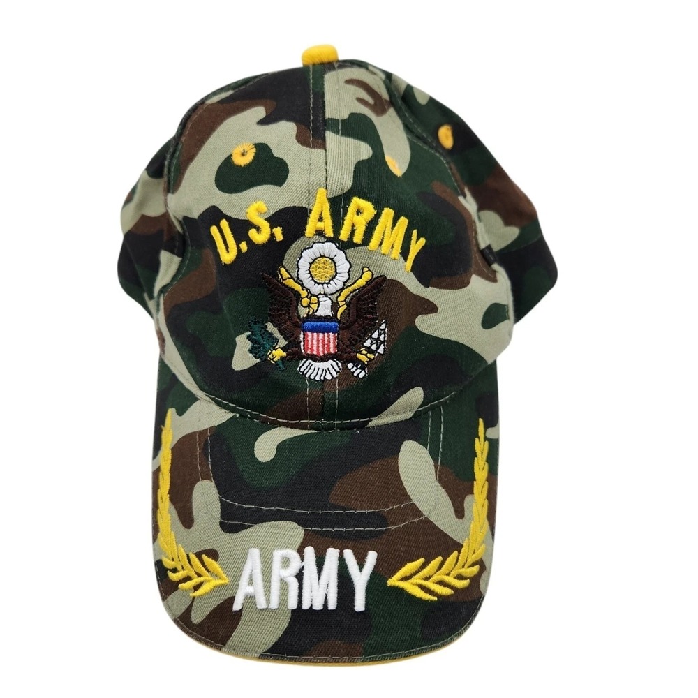 US Army Embroidered Camoflage Adjustable Baseball Hat Cap, American Eagle USA